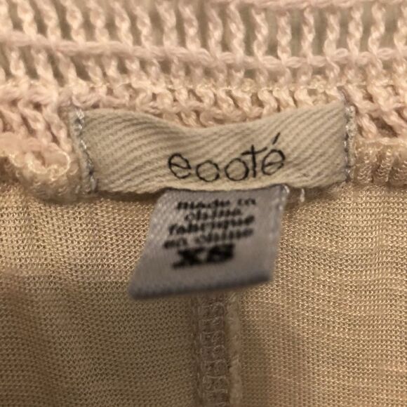 Ecote Cream Cotton Sleeveless Blouse with Buttons and Crochet, Women’s XS - Picture 5 of 5